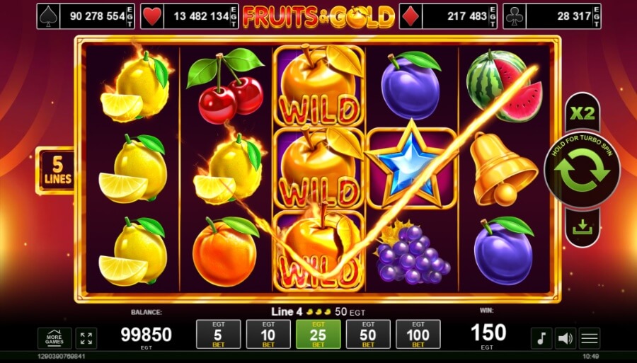 Fruits & Gold spēļu automāts ar augstu RTP no Amusnet