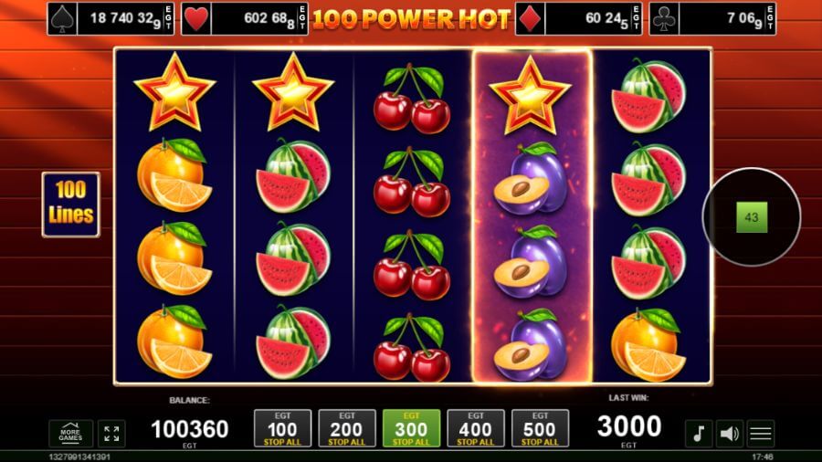 100 Power Hot progresīvā džekpota spēle no Amusnet
