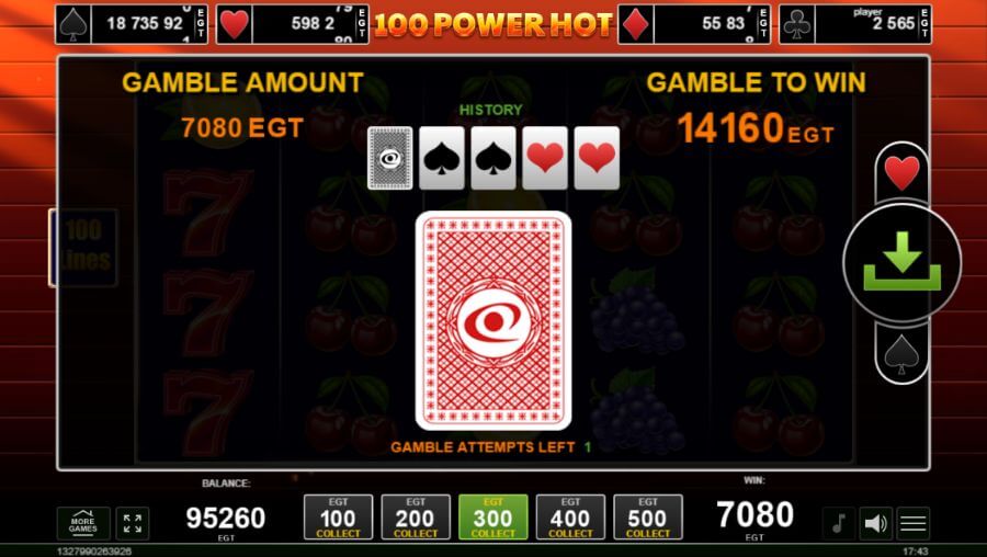 100 Power Hot Gamble funkcija